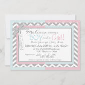 Twins Stropdas Tutu Chevron Baby shower Kaart (Achterkant)