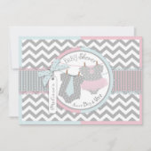 Twins Stropdas Tutu Chevron Baby shower Kaart (Voorkant)
