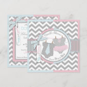 Twins Stropdas Tutu Chevron Baby shower Kaart (Voorkant / Achterkant)