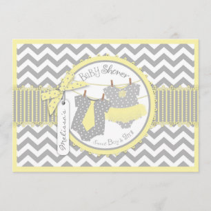 Twins Stropdas Tutu Chevron Baby shower Kaart