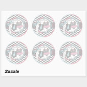 Twins Stropdas Tutu Chevron Baby shower Ronde Sticker (Vel)