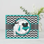 Twins Stropdas Tutu Chevron Print Baby shower Kaart (Staand voorkant)