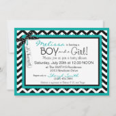 Twins Stropdas Tutu Chevron Print Baby shower Kaart (Achterkant)