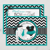 Twins Stropdas Tutu Chevron Print Baby shower Kaart (Voorkant / Achterkant)