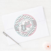 Twins Stropdas Tutu Chevron Print Baby shower Ronde Sticker (Envelop)