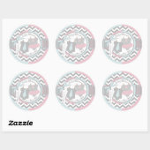 Twins Stropdas Tutu Chevron Print Baby shower Ronde Sticker (Vel)