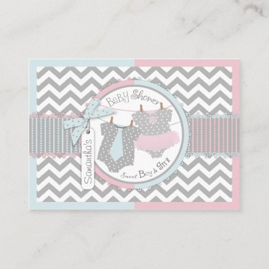 Twins Stropdas Tutu Luier Raffle Ticket Informatiekaartje (Achterkant)