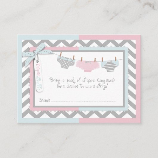 Twins Stropdas Tutu Luier Raffle Ticket Informatiekaartje (Voorkant)