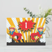 Twins Superheld Birthday  | Blonde Girls Kaart (Staand voorkant)