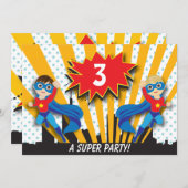 Twins Superheld Birthday | Boys Brown/Sandy Blonde Kaart (Voorkant / Achterkant)