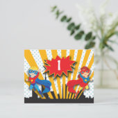 Twins Superheld Birthday  | Jongen en meisjes Kaart (Staand voorkant)