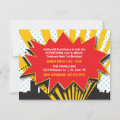 Twins Superheld Birthday  | Jongen en meisjes Kaart (Achterkant)