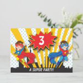 Twins Superheld Birthday Kaart (Staand voorkant)