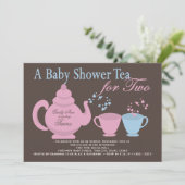 Twins Tea Party Baby shower Kaart (Staand voorkant)