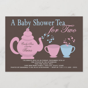 Twins Tea Party Baby shower Kaart