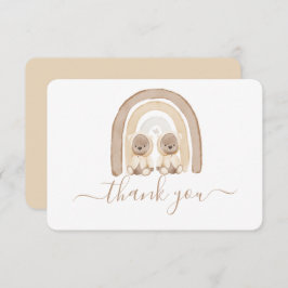 Twins Teddy Bear en Rainbow bedankt je kaart