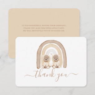 Twins Teddy Bear en Rainbow bedankt je kaart