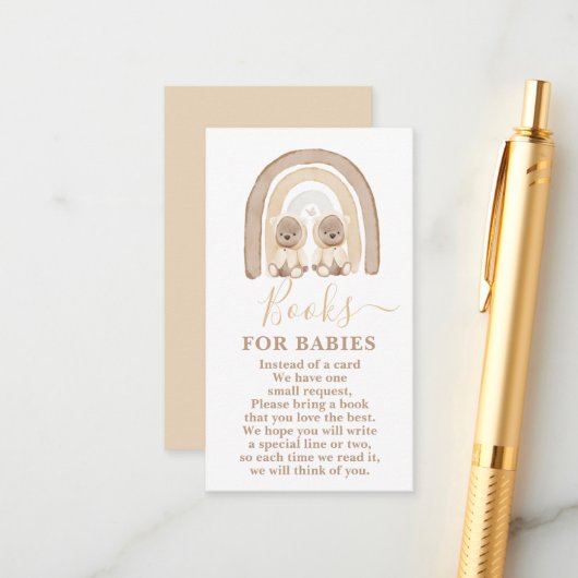 Twins Teddy Bear en Rainbow Books for Babies Kaart (Voorkant / Achterkant in situ)