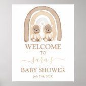Twins Teddy Bear Rainbow Baby shower Welkomstbord Poster (Voorkant)
