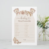 Twins Teddy Bear Word Scramble Baby shower Game (Staand voorkant)