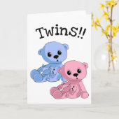 Twins Teddy Bears Persoonlijk Wenskaart Kaart (Gele Bloem)