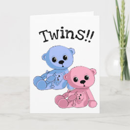Twins Teddy Bears Persoonlijk Wenskaart Kaart