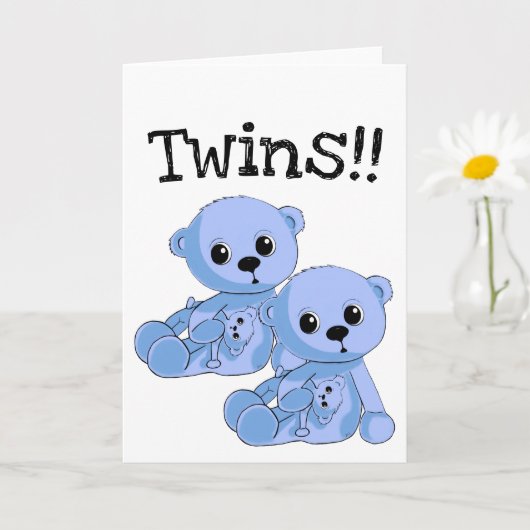 Twins Teddy Bears Persoonlijk Wenskaart Kaart (Kleine Plant)