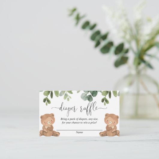 Twins Teddy beren Geslacht neutrale luier loterij Informatiekaartje (Staand voorkant)