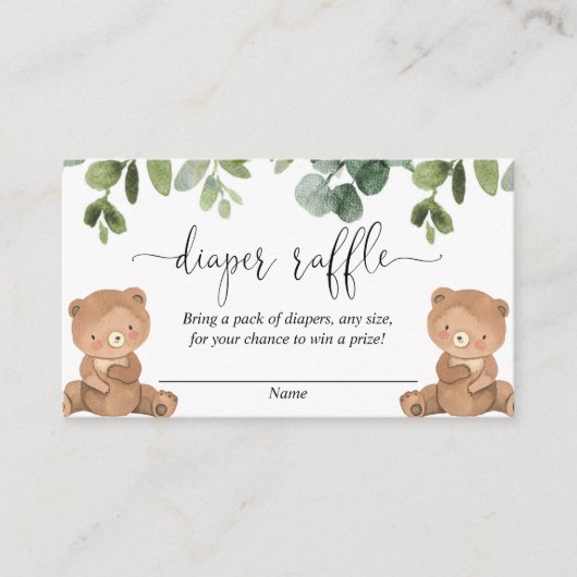 Twins Teddy beren Geslacht neutrale luier loterij Informatiekaartje (Voorkant)