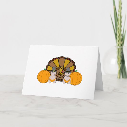 Twins Thanksgiving Graphic Feestdagen Kaart (Voorkant)