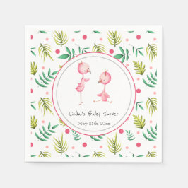 Twins Tropical Flamingo Personalized Baby shower Servet