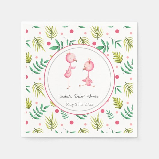 Twins Tropical Flamingo Personalized Baby shower Servet (Voorkant)