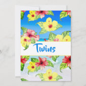 Twins Tropical Flower Beach Floral Baby shower Kaart (Achterkant)