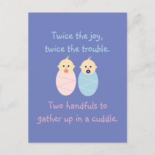 Twins = Twee keer het Joy Cute Poem Briefkaart (Voorkant)
