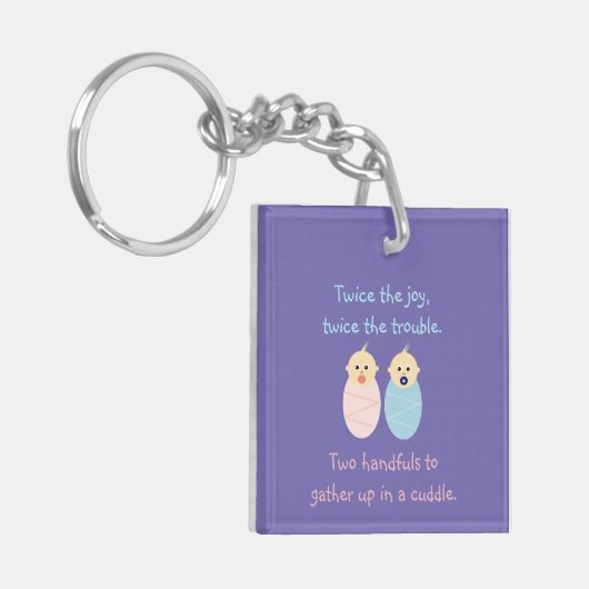 Twins = Twee keer het Joy Cute Poem Sleutelhanger (Voorkant Links)