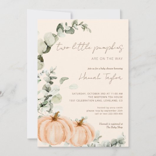 Twins Twee kleine pompoenen Herfst Baby shower Kaart (Voorkant)