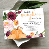 Twins twee kleine pompoenen herfst bloemenbaby sho kaart