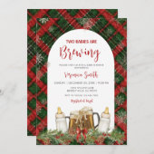 Twins Two Babies Are Brewing Baby Shower  Kaart (Voorkant / Achterkant)