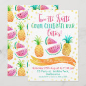 Twins Two-tti Frutti 2nd Birthday Invitation Kaart (Voorkant / Achterkant)