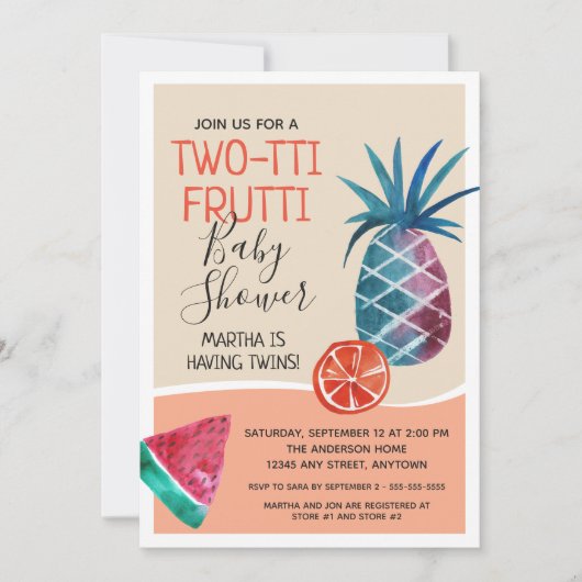 Twins Two-tti Frutti Baby shower Kaart (Voorkant)
