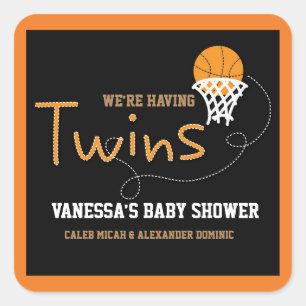 TWINS Typografie BASKETBAL Baby Shower Sticker