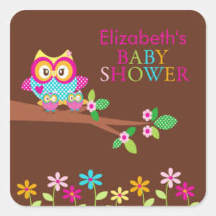 Twins Uil Dank u Baby shower Vierkante Sticker