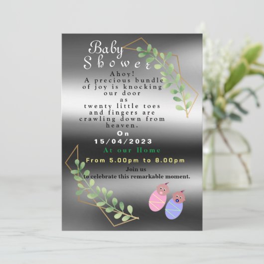 Twins-uitnodiging Kaart (Staand voorkant)