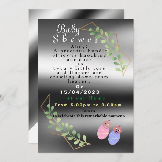 Twins-uitnodiging Kaart (Voorkant / Achterkant)