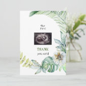 Twins Ultrasound Grapny Dank u wel Tropisch Bedankkaart (Staand voorkant)