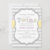 TWINS Unisex Chevron Baby shower uitnodiging (Voorkant)