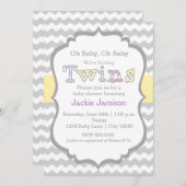 TWINS Unisex Chevron Baby shower uitnodiging (Voorkant / Achterkant)