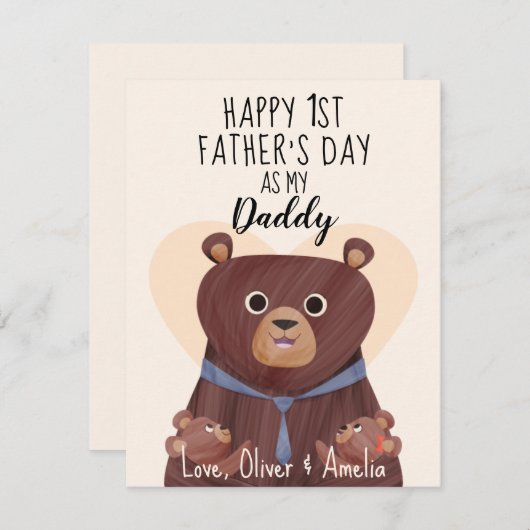 Twins Vaderdag Kaart, First Fathers Day Kaart (Voorkant / Achterkant)