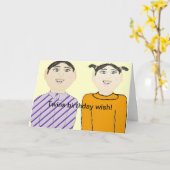 Twins Verjaardag Kaart (Gele Bloem)