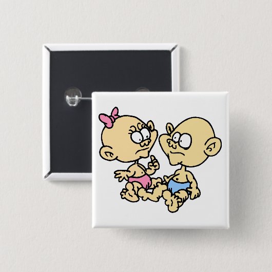 Twins Vierkante Button 5,1 Cm (Voorkant /achterkant)